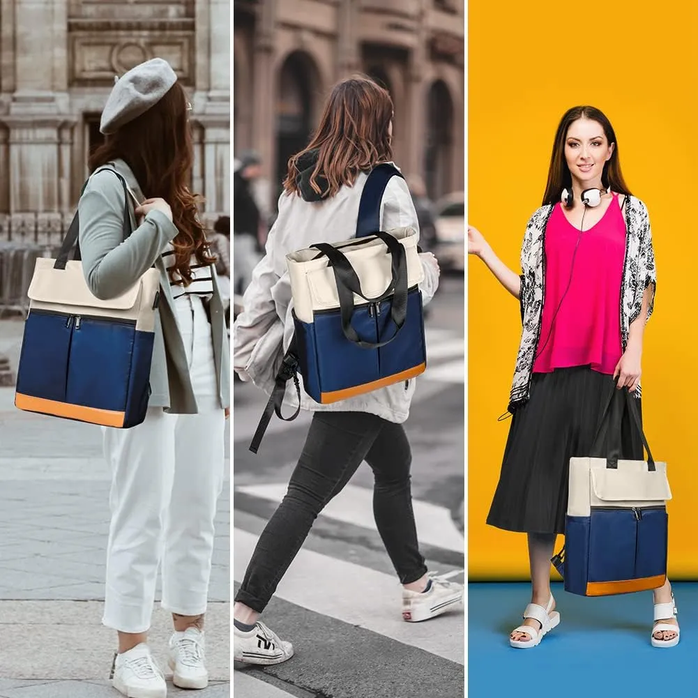 Women's Convertible Daypack Laptop Backpack, Computer Backpack Work Backpack with USB Charging Port