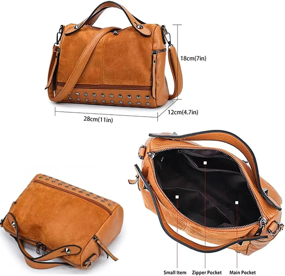 Women's Crossbody Bag Punk Style Personality Rivet PU Fashion Crossbody Shoulder Bag