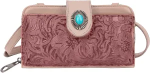 Women's Crossbody Handbag Small Vintage, Ladies Wallet Western Adjustable Phone Purse Clutch Turquoise Concho Embossed