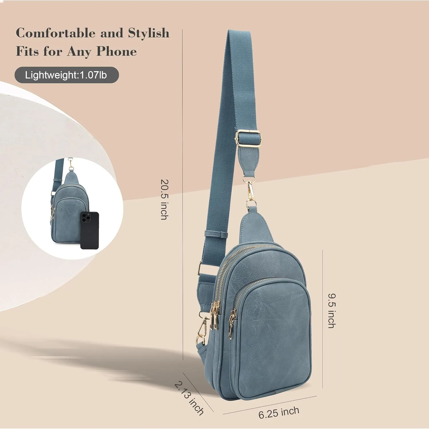 Womens Crossbody Purse Sling Bag for Women Vegan Leather Crossbody Fanny Packs for Travel Cell Phone Purse Chest Bag Trendy