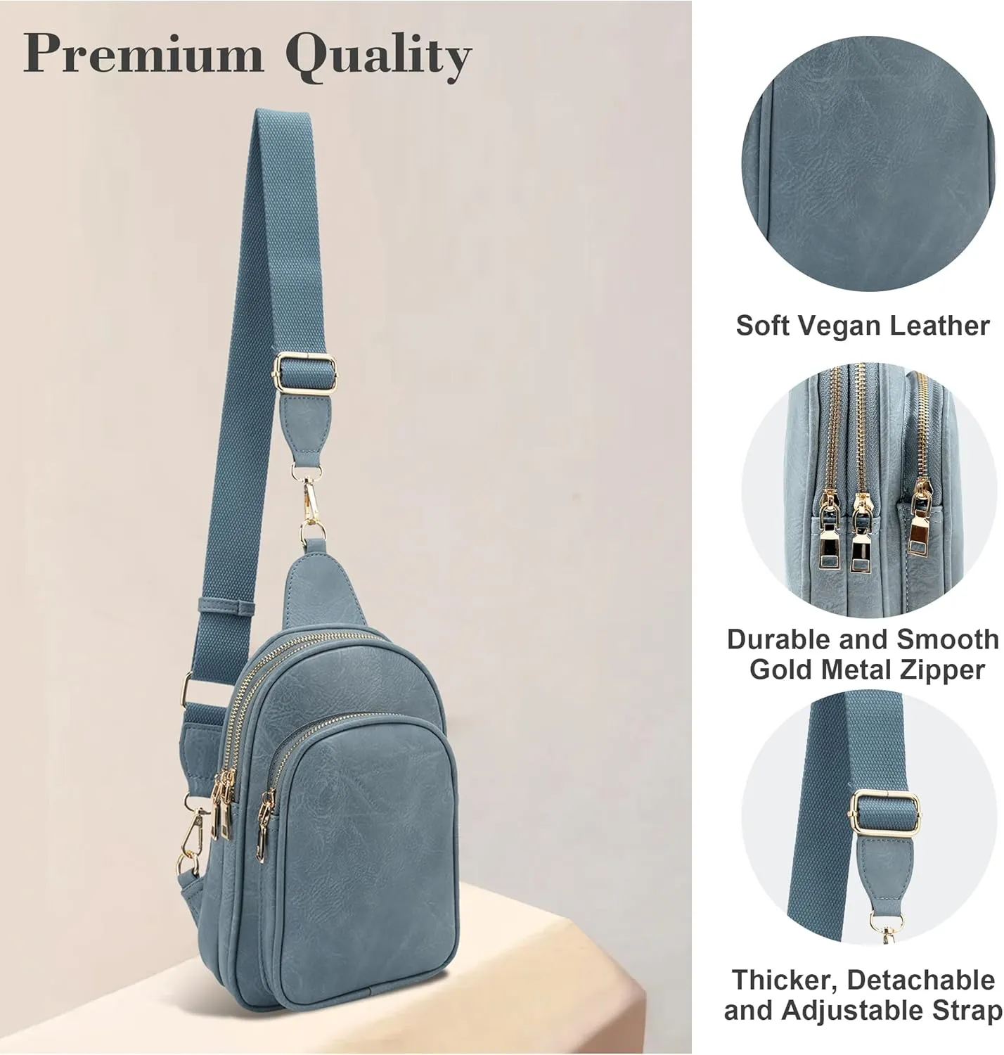 Womens Crossbody Purse Sling Bag for Women Vegan Leather Crossbody Fanny Packs for Travel Cell Phone Purse Chest Bag Trendy