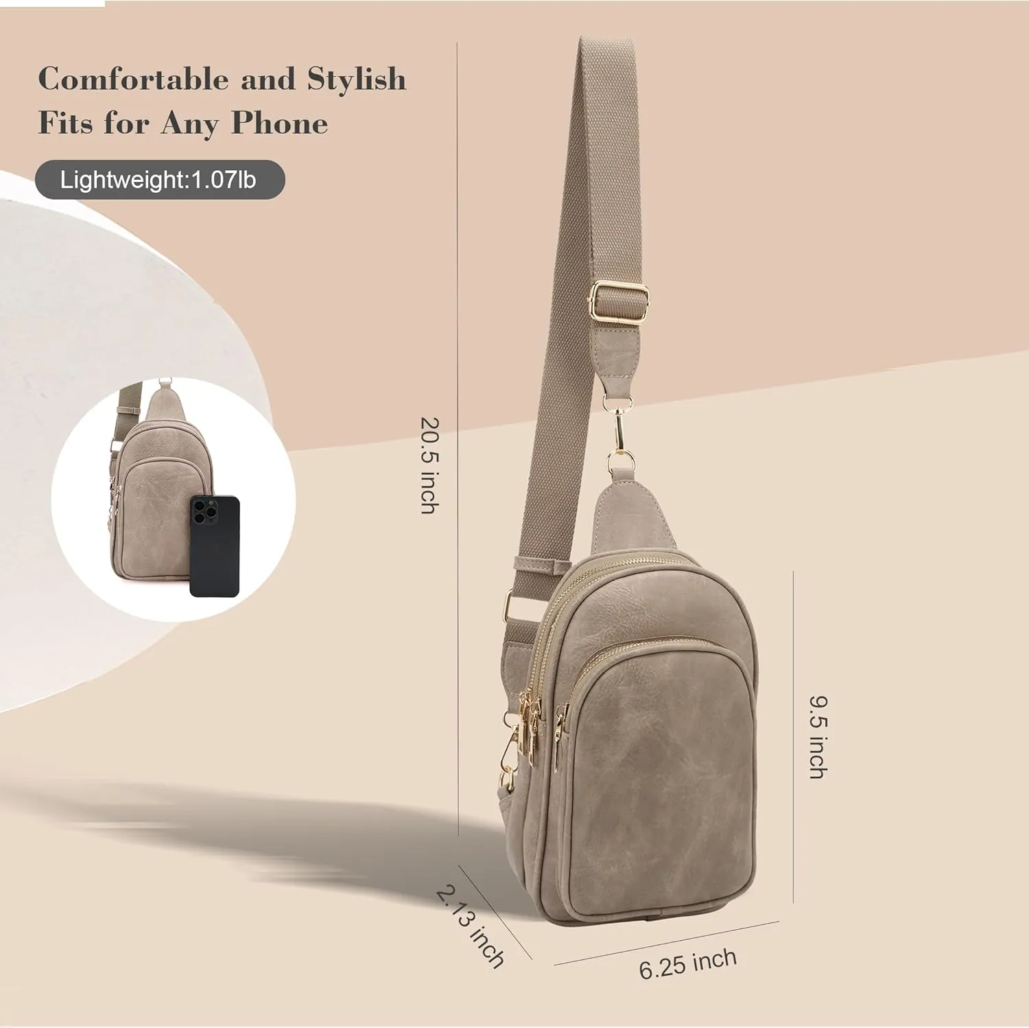 Womens Crossbody Purse Sling Bag for Women Vegan Leather Crossbody Fanny Packs for Travel Cell Phone Purse Chest Bag Trendy