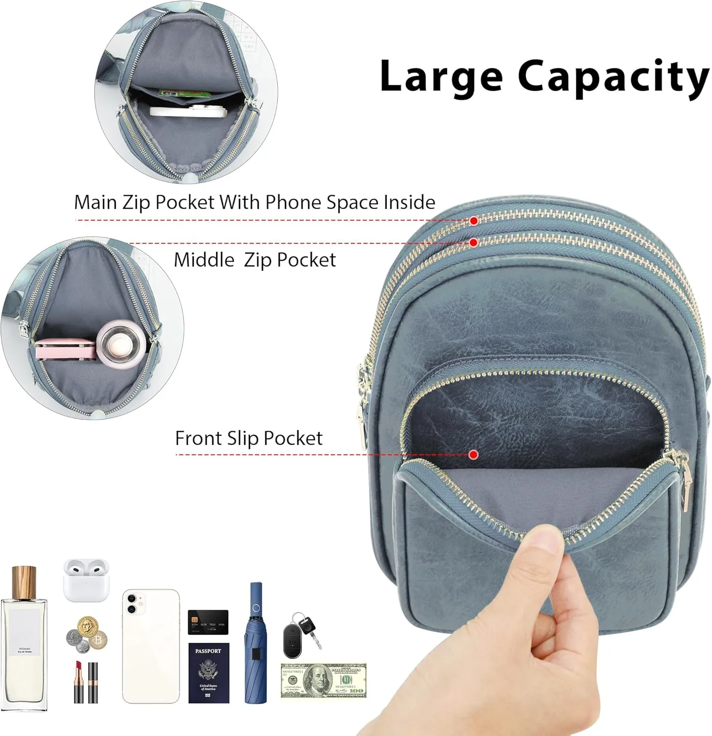 Womens Crossbody Purse Sling Bag for Women Vegan Leather Crossbody Fanny Packs for Travel Cell Phone Purse Chest Bag Trendy