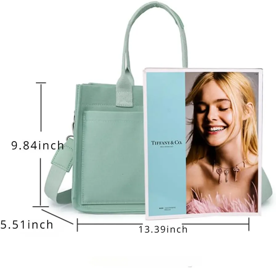 Women's Cute Cherry Tote Bag Multi Pocket Canvas Patched Purse Shoulder Bag Satchel Handbag for Work Travel