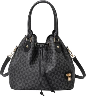 Women's Designer Bucket Shoulder Bag Fashion Top-Handle Handbags Drawstring Crossbody Satchel for Work Travel Everyday