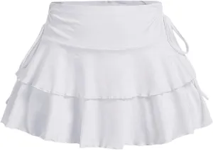Women's Drawstring Bow Side Mini Skirts Tiered Layer Ruffle Elastic Waist Y2K Coquette Short Skirts