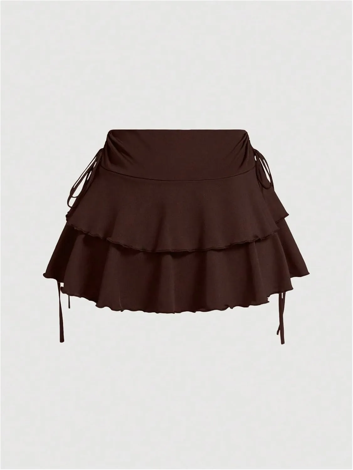Women's Drawstring Bow Side Mini Skirts Tiered Layer Ruffle Elastic Waist Y2K Coquette Short Skirts