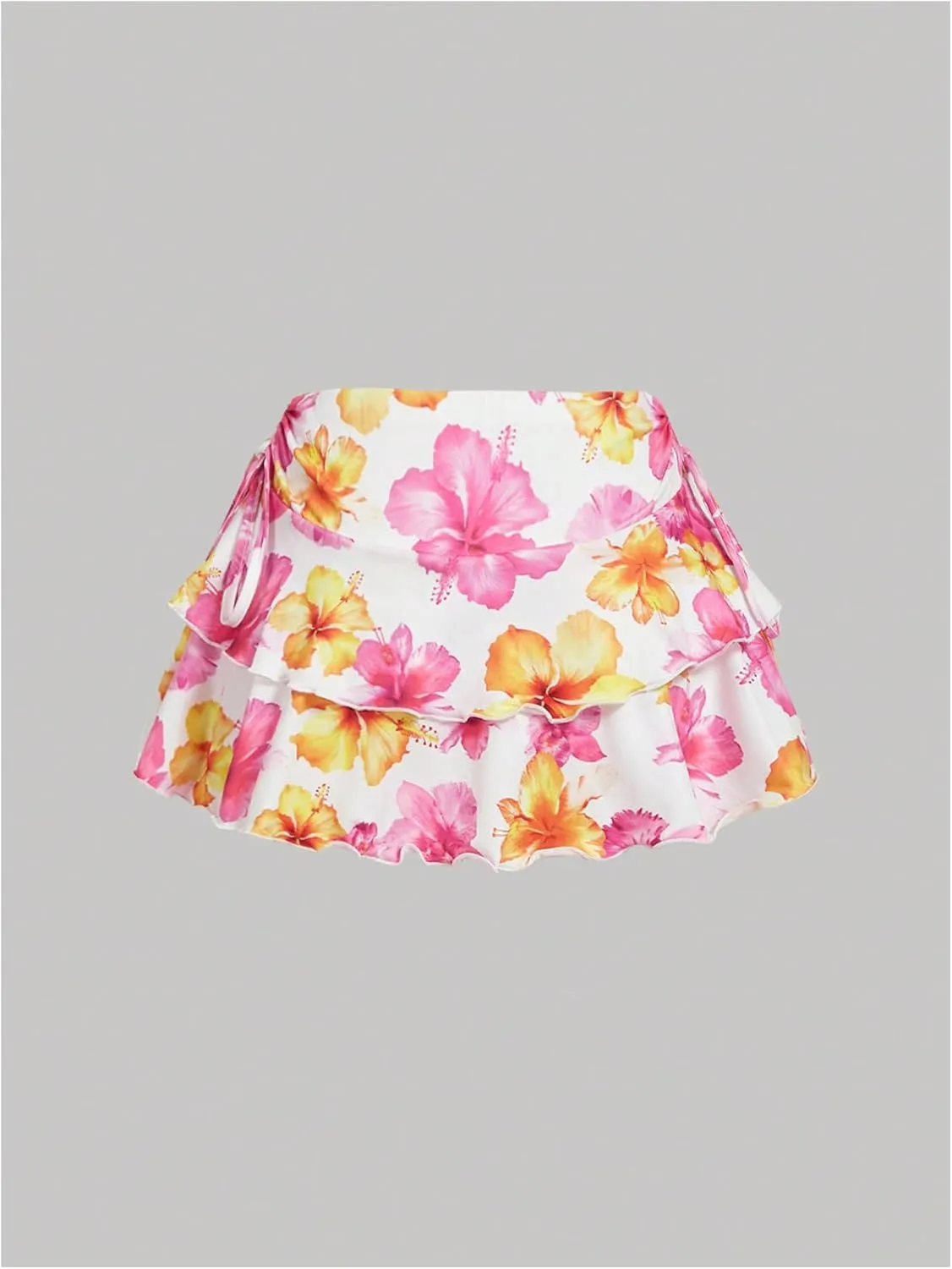 Women's Drawstring Bow Side Mini Skirts Tiered Layer Ruffle Elastic Waist Y2K Coquette Short Skirts