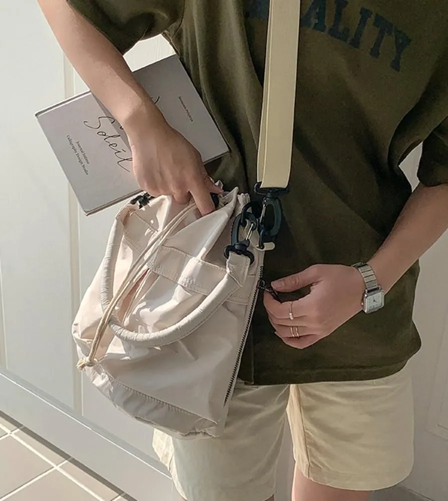 Women’s Drawstring Bucket Bag Nylon Crossbody Bag Tote Handbags Casual Hobo Shoulder Purse