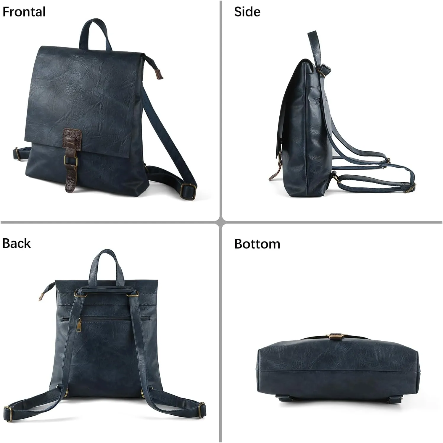 Women's Fashion Backpack Purse Multipurpose Design Convertible Satchel Handbags Shoulder Bag Travel bag (Dark Blue)