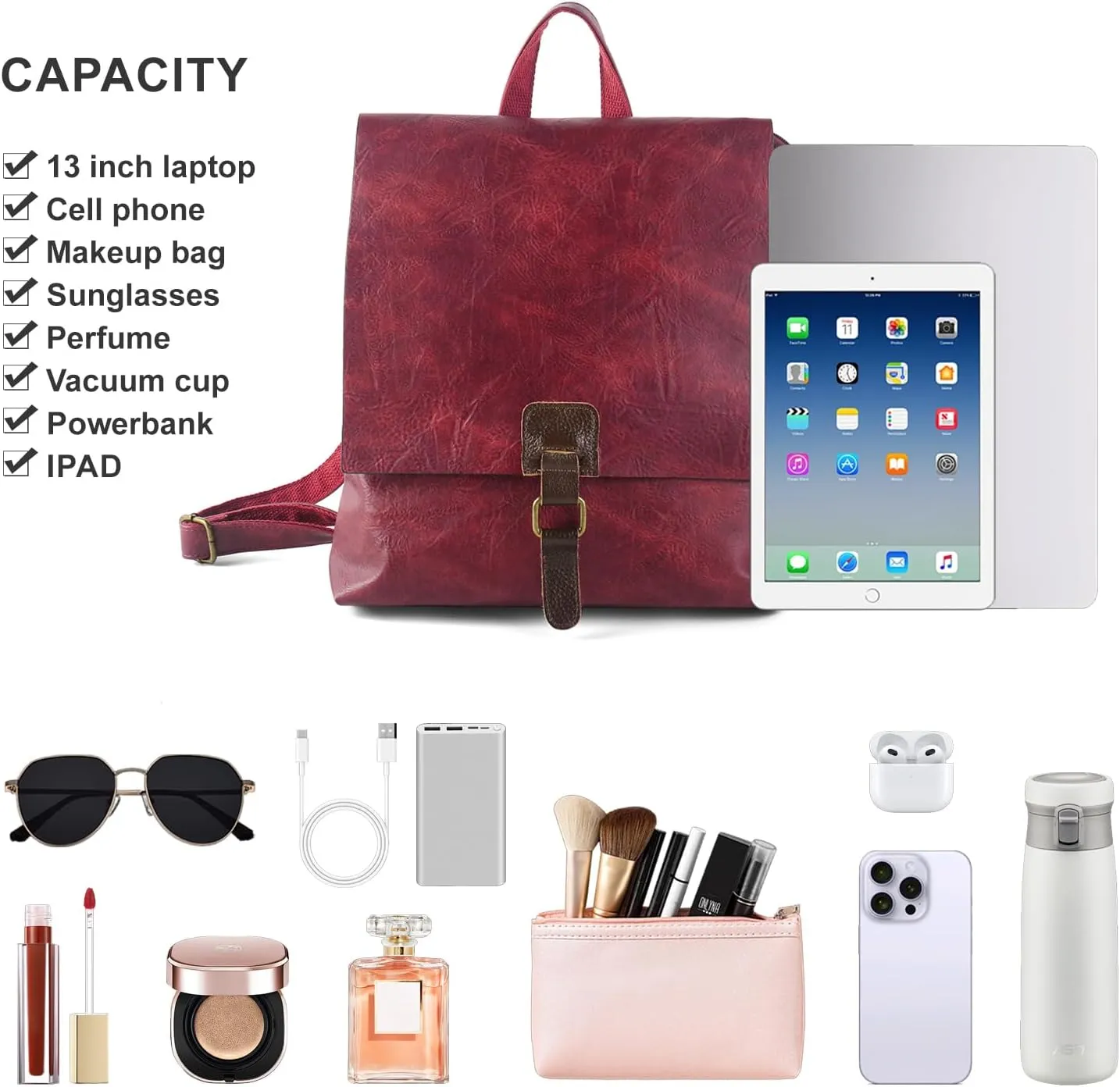 Women's Fashion Backpack Purse Multipurpose Design Convertible Satchel Handbags Shoulder Bag Travel bag (Rose)