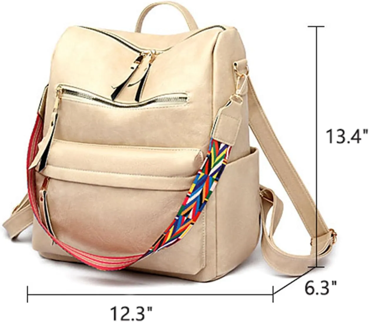 Women's Fashion Retro Backpack Convertible Satchel Shoulder Bag Anti-Theft Travel bag Casual Leather Backpack (Grey), Beige