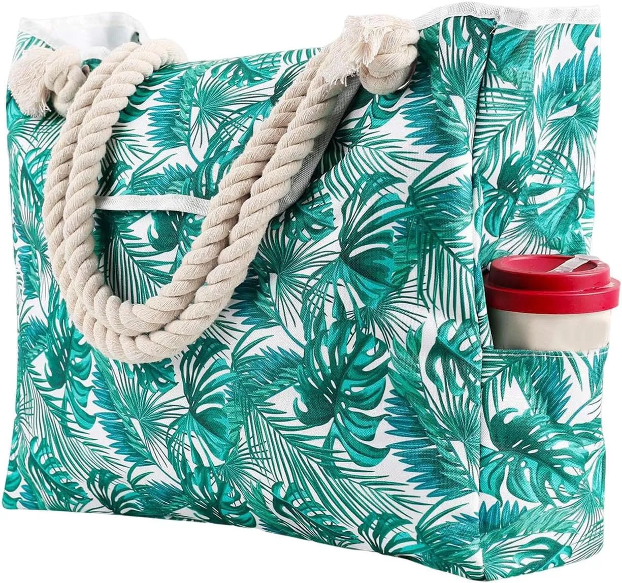 Women's Foreign Trade Multifunctional Single Shoulder Canvas Shopping Bag Leisure Vacation Beach Bag (Green, One Size)