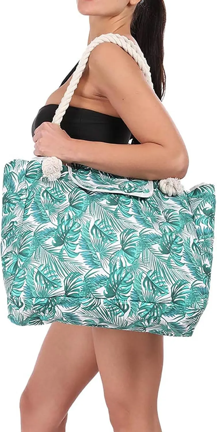 Women's Foreign Trade Multifunctional Single Shoulder Canvas Shopping Bag Leisure Vacation Beach Bag (Green, One Size)
