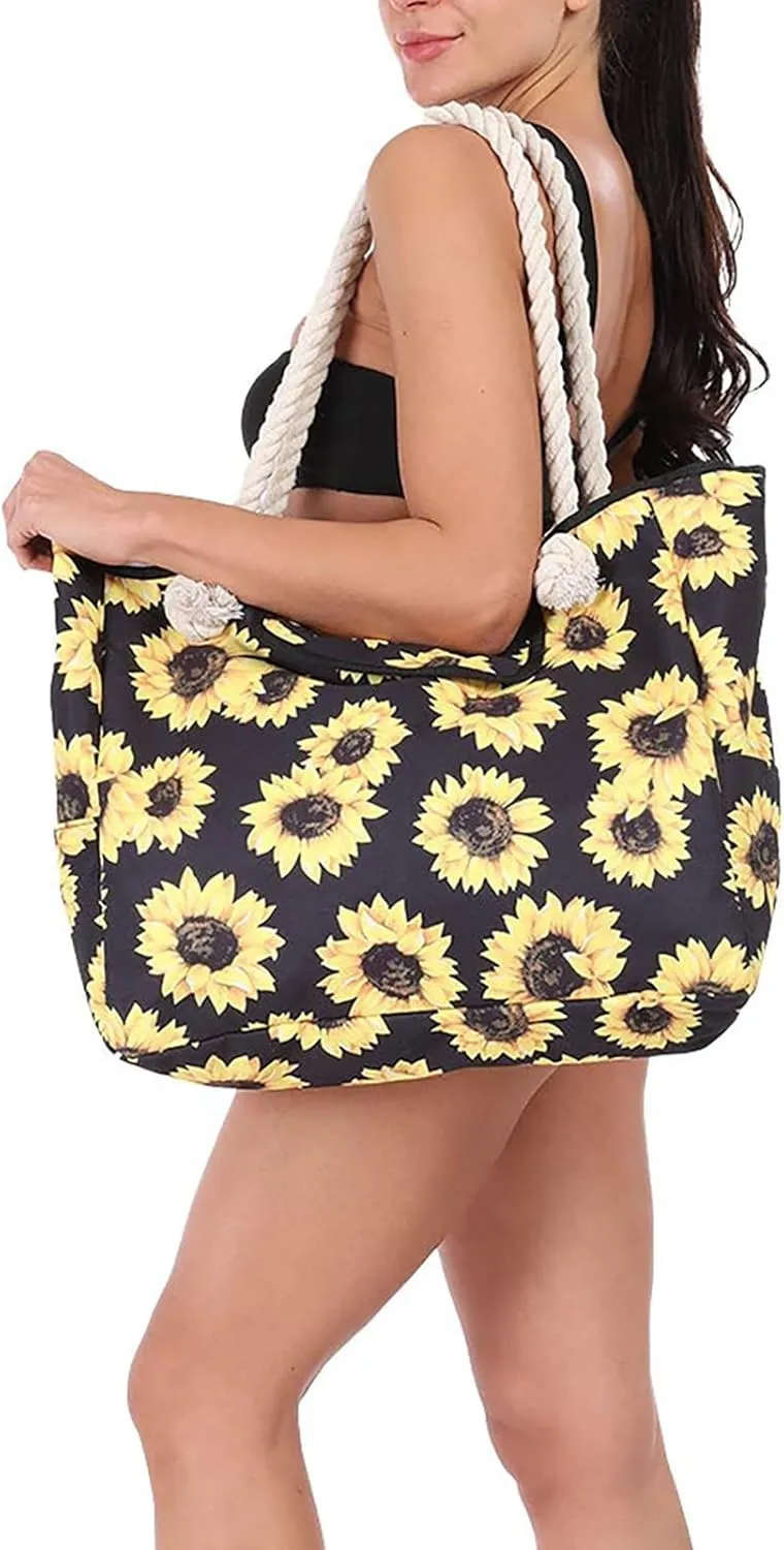 Women's Foreign Trade Multifunctional Single Shoulder Canvas Shopping Bag Leisure Vacation Beach Bag (Yellow, One Size)