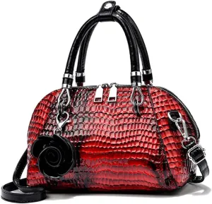 Women's Handbag Patent leather Top-Handle Purse Crocodile Print Shoulder Satchel