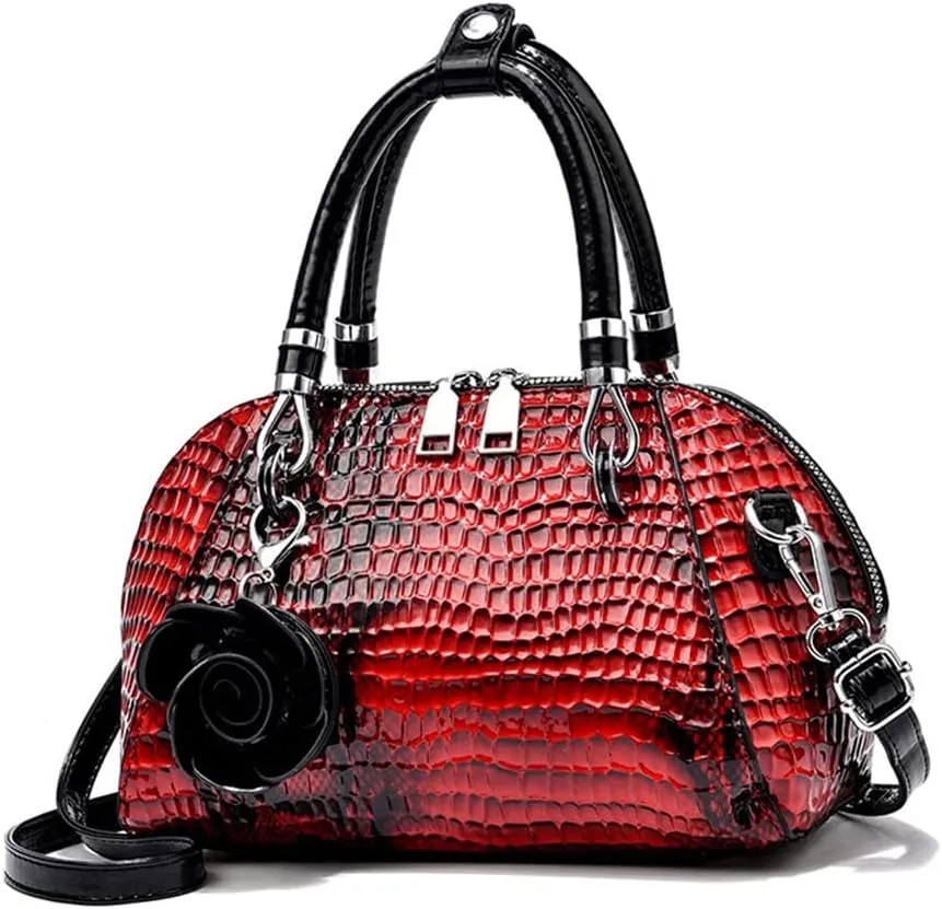 Women's Handbag Patent leather Top-Handle Purse Crocodile Print Shoulder Satchel