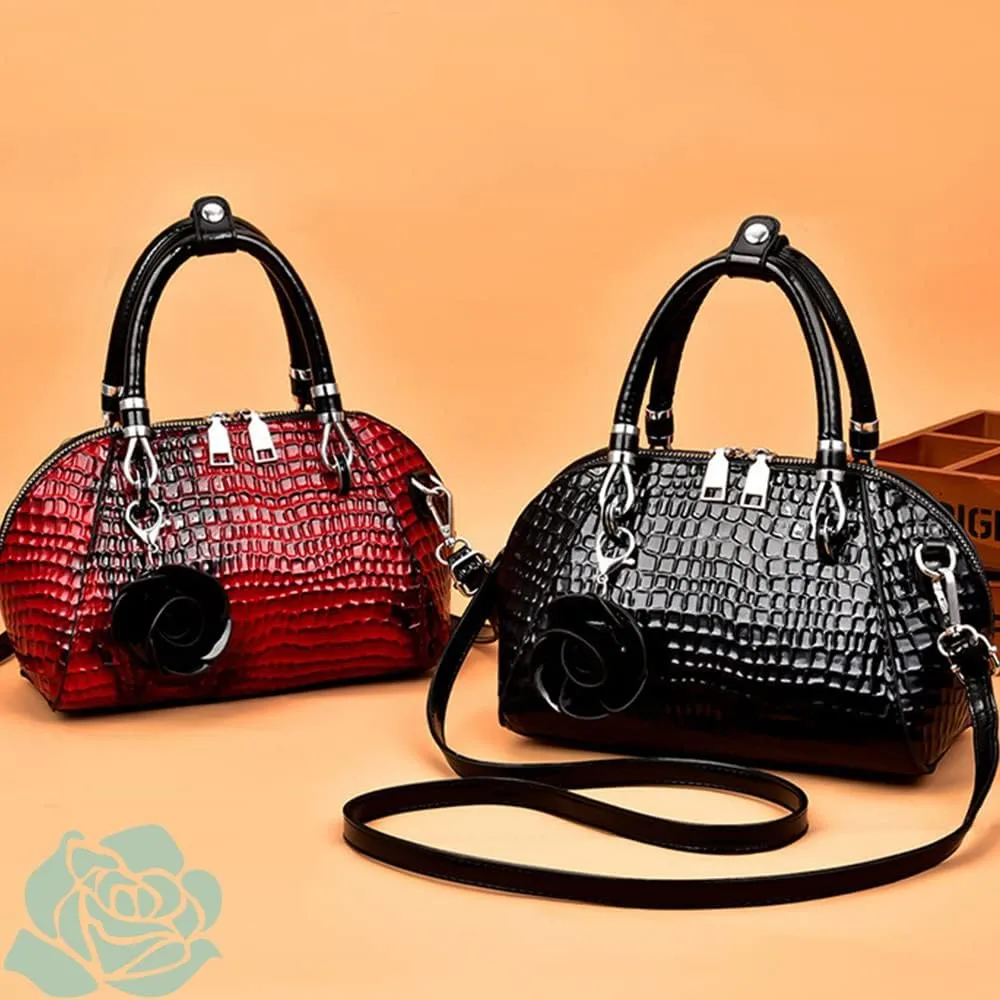 Women's Handbag Patent leather Top-Handle Purse Crocodile Print Shoulder Satchel