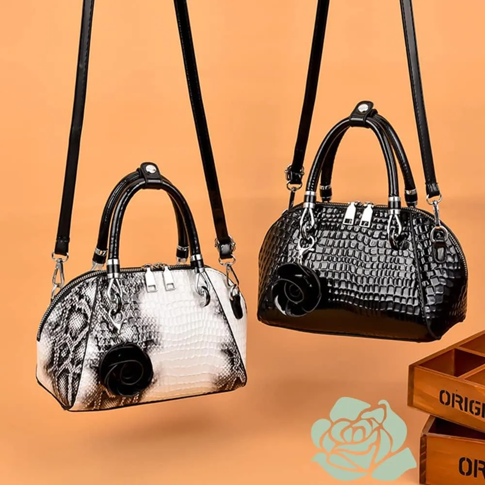 Women's Handbag Patent leather Top-Handle Purse Crocodile Print Shoulder Satchel