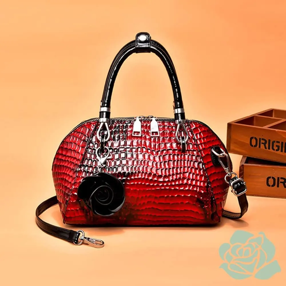 Women's Handbag Patent leather Top-Handle Purse Crocodile Print Shoulder Satchel