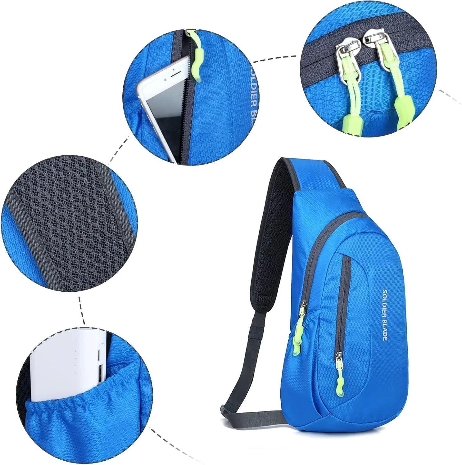 Women's Hiking Backpack Soft Leather Travel Purse Crossbody Wallet Purses with Card Slots Mens Work Backpack(Blue, A)