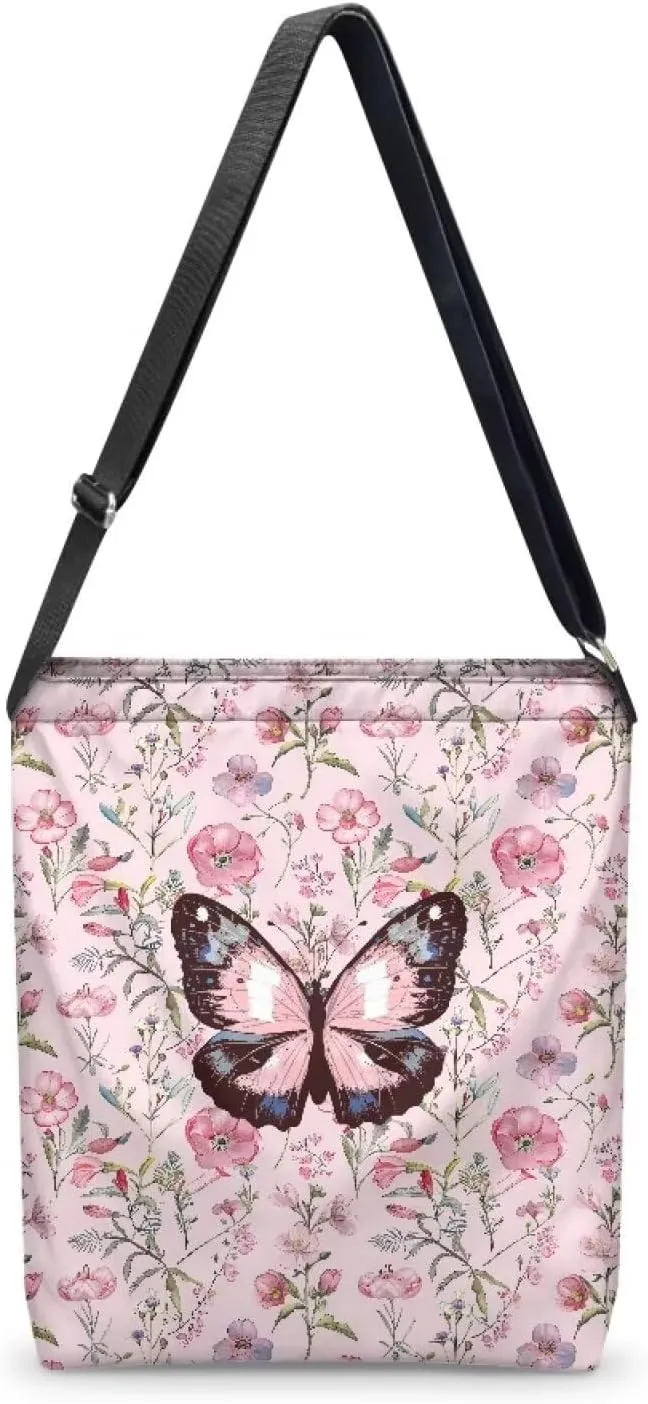 Women's Large Size Canvas Shoulder Cossbody Bag Ladies Zipper Messegner Tote Handbags Satchel Adjustable Straps