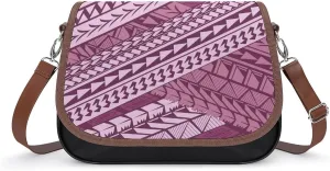 Women'S Leather Crossbody Bag Retro Art Tribal Design Pattern Polynesian Custom All-Match Women'S Bag