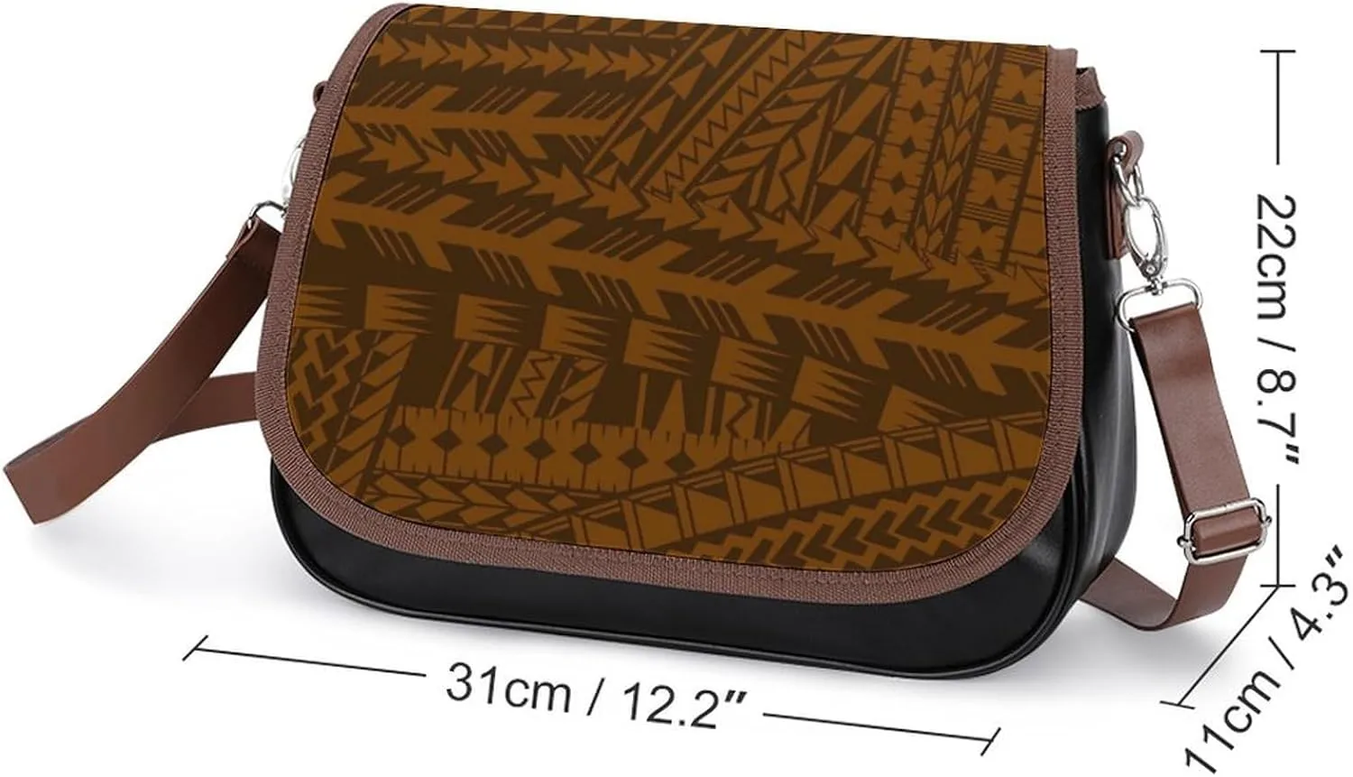Women'S Leather Crossbody Bag Retro Art Tribal Design Pattern Polynesian Custom All-Match Women'S Bag