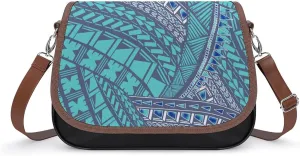 Women'S Leather Crossbody Bag Retro Art Tribal Design Pattern Polynesian Custom All-Match Women'S Bag