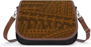Women'S Leather Crossbody Bag Retro Art Tribal Design Pattern Polynesian Custom All-Match Women'S Bag