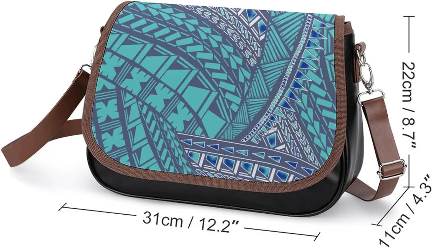 Women'S Leather Crossbody Bag Retro Art Tribal Design Pattern Polynesian Custom All-Match Women'S Bag