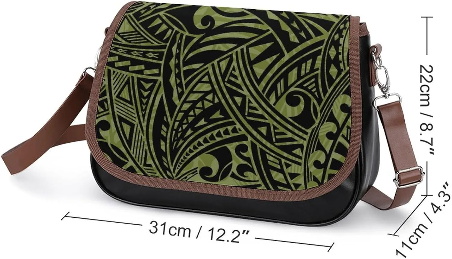 Women'S Leather Crossbody Bag Retro Art Tribal Design Pattern Polynesian Custom All-Match Women'S Bag