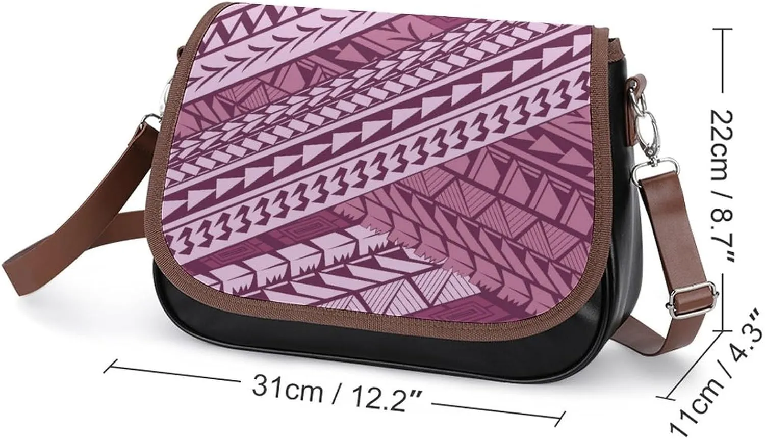 Women'S Leather Crossbody Bag Retro Art Tribal Design Pattern Polynesian Custom All-Match Women'S Bag