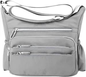 Womens Pocket Casual Crossbody Bag Ladies Shoulder Messenger Bags Handbag For Daily Use Travel Mens (Grey, One Size)