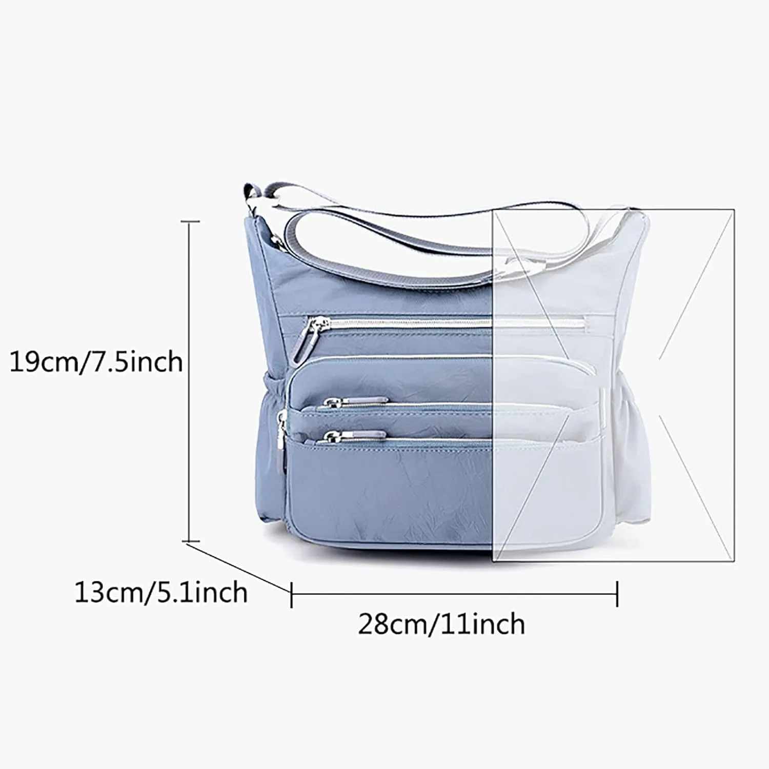 Womens Pocket Casual Crossbody Bag Ladies Shoulder Messenger Bags Handbag For Daily Use Travel Mens (Grey, One Size)