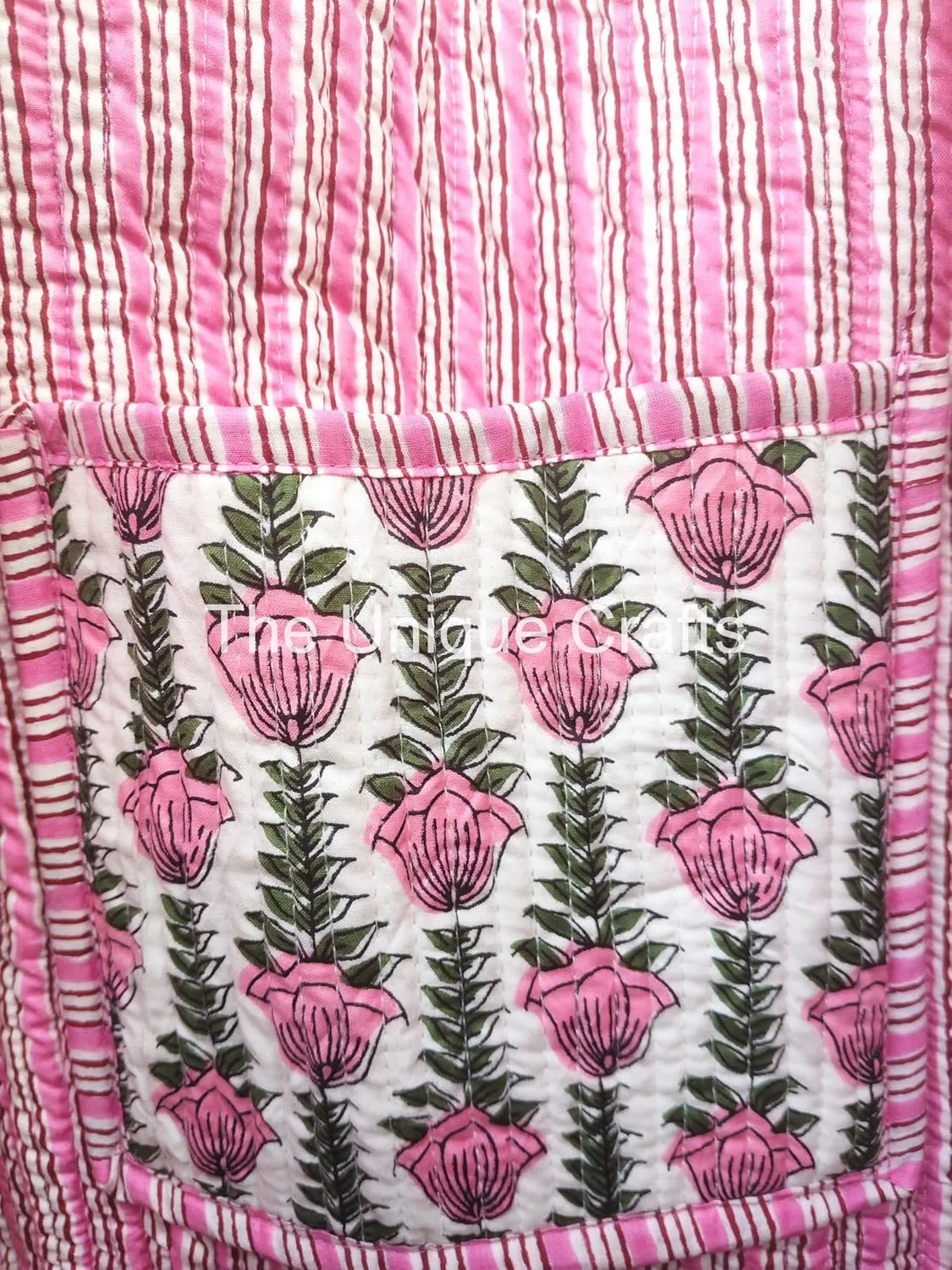 Women's Quilted Cotton Tote Bag Handprinted Reversible Hand Block Print Shoulder Bag Women Handbag Traveling Bag