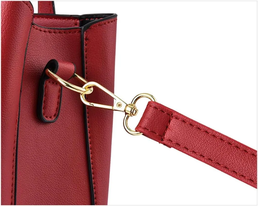 Women’s Red Leather Satchel Bag - Stylish Top Handle Purse & Crossbody Handbag for Casual Use
