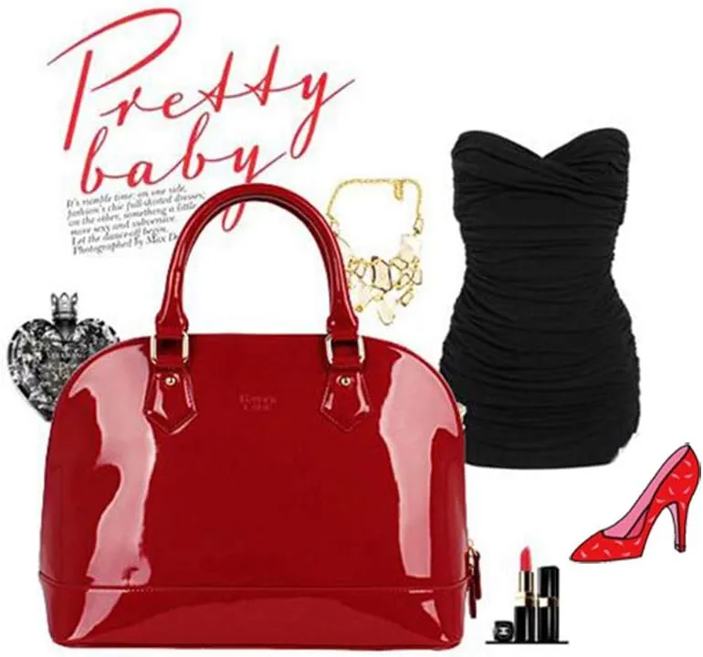 Women's Satchel Purse Large Tote Lady Shoulder Bag Patent Leather Handbag Top Handle Shell Bag