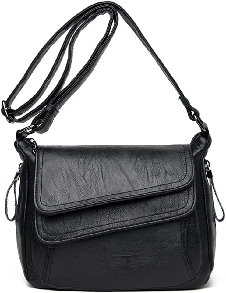 Women's Shoulder Bag Multi Pockets Crossbody Purse Leather Flapover Messenger Satchel Designer Travel Work Handbag