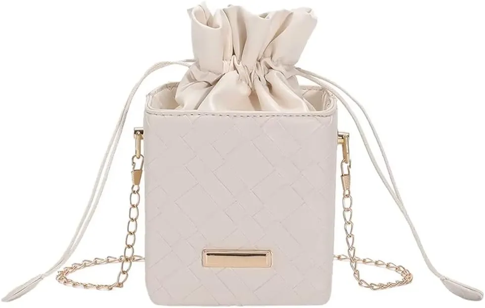 Women’s Small Bucket Bag Stylish Drawstring Purse Cute Shoulder Bag Designer Leather Crossbody Purse Vintage Hobo Bag