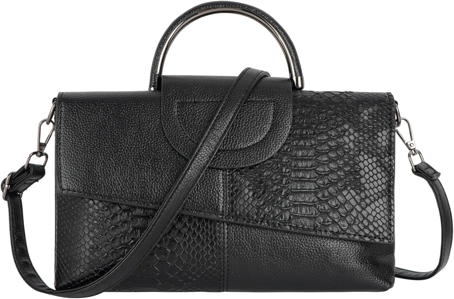 Women's Snakeskin Flap Tote Top Handle Satchel Handbag Pu Leather Clutch Purse Casual Shoulder Crossbody Bag