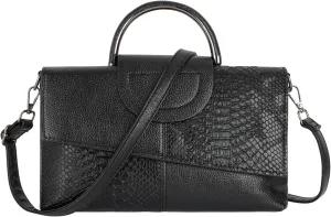 Women's Snakeskin Flap Tote Top Handle Satchel Handbag Pu Leather Clutch Purse Casual Shoulder Crossbody Bag