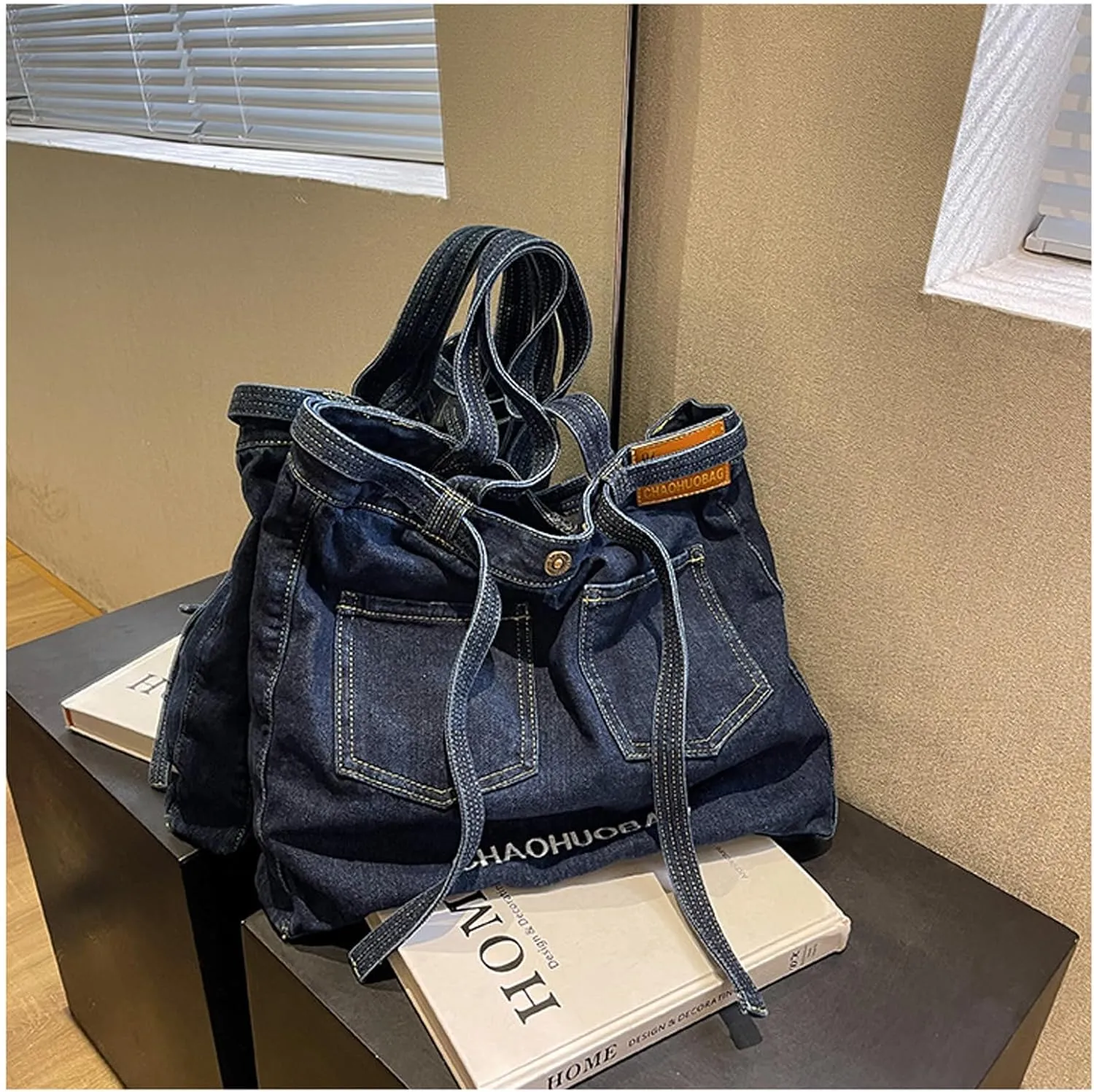 Women's soft denim handbag, single shoulder crossbody tote bag, casual retro crossbody bag, large capacity denim wallet