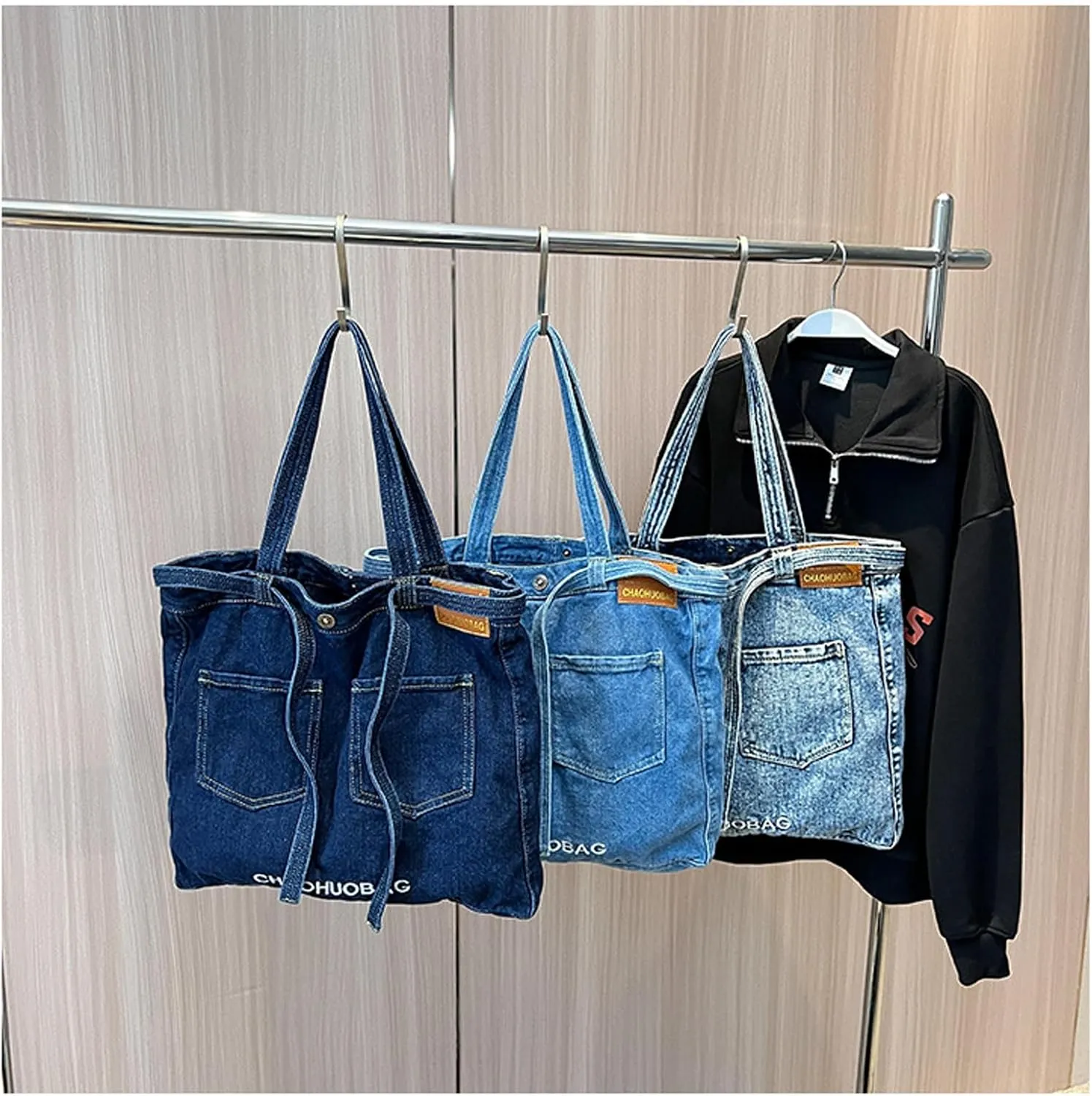 Women's soft denim handbag, single shoulder crossbody tote bag, casual retro crossbody bag, large capacity denim wallet