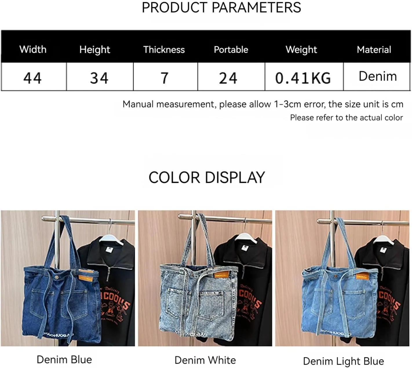 Women's soft denim handbag, single shoulder crossbody tote bag, casual retro crossbody bag, large capacity denim wallet