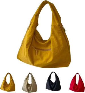 Women's Solid Color Textured Draped Tote Bag, Large Capacity Fashion Versatile Shoulder Bag, Casual Canvas Tote Bag