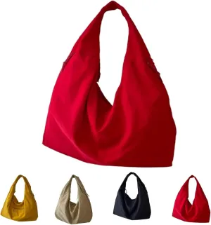 Women's Solid Color Textured Draped Tote Bag, Large Capacity Fashion Versatile Shoulder Bag, Casual Canvas Tote Bag