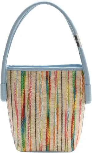 Womens Striped Hobo Bag Chic Colorful Bucket Bag Canvas Shoulder Bags Casual Large Top Handle Handbag