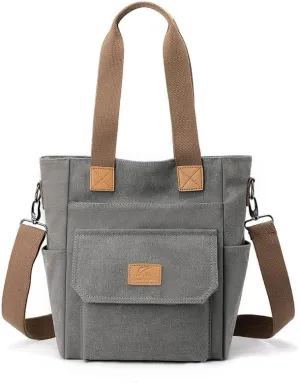 Women’s Tote Handbags Vintage Purses Top-handle Satchel Shoulder Bag for Ladies with Zipper Work Shopping Travel Bag Grey