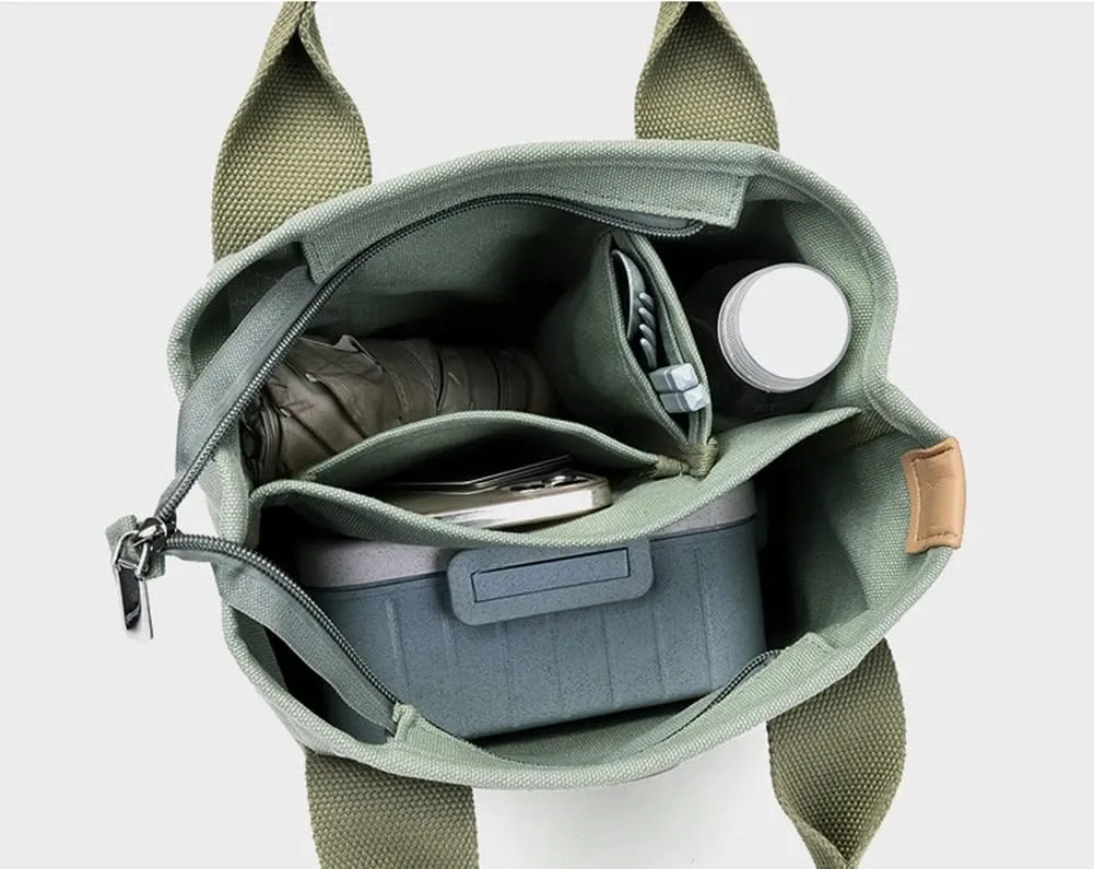 Women's Tote Purse Multi-pocket Handbags Heavy Duty Canvas Shoulder Bag Stored Bag Top Handle Satchel